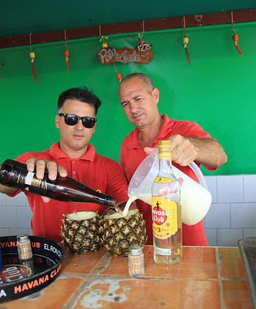 Making Pina Colada's in Pinapple