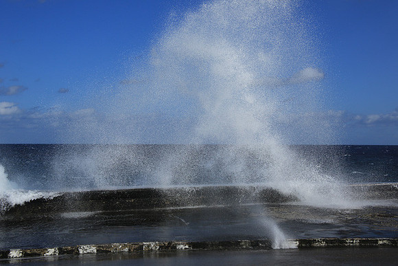 Large Waves Breaking on Sea Wall - Havana