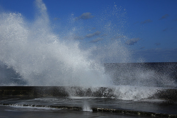 Large Waves Breaking on Sea Wall - Havana